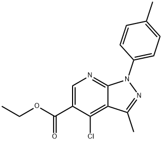 1H-Pyrazolo[3,4-b]pyridine-5-carboxylic acid, 4-chloro-3-methyl-1-(4-methylphenyl)-, ethyl ester 구조식 이미지