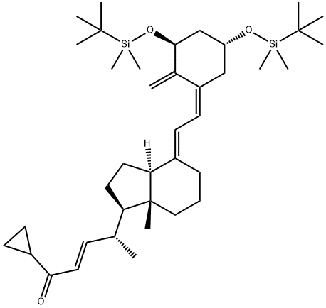 2-Penten-1-one, 4-[(1R,3aS,4E,7aR)-4-[(2Z)-2-[(3S,5R)-3,5-bis[[(1,1-dimethylethyl)dimethylsilyl]oxy]-2-methylenecyclohexylidene]ethylidene]octahydro-7a-methyl-1H-inden-1-yl]-1-cyclopropyl-, (2E,4R)- 구조식 이미지