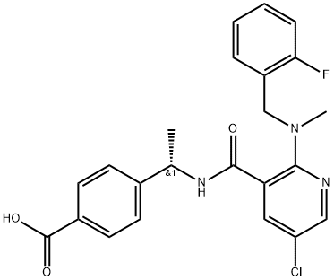 methyl (S)-4-(1-(5-chloro-2-((2-fluorobenzyl)(methyl)amino)nicotinamido)ethyl)benzoate Structure