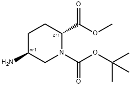 1,2-Piperidinedicarboxylic acid, 5-aMino-, 1-(1,1-diMethylethyl) 2-Methyl ester, (2R,5S)-rel- Structure