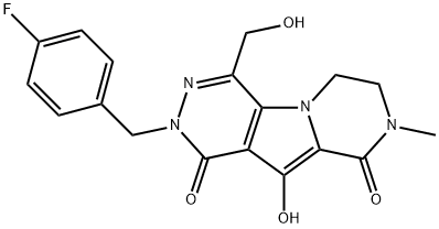 Pyrazino[1',2':1,5]pyrrolo[2,3-d]pyridazine-1,9(2H,6H)-dione, 2-[(4-fluorophenyl)methyl]-7,8-dihydro-10-hydroxy-4-(hydroxymethyl)-8-methyl 구조식 이미지