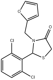 4-Thiazolidinone, 2-(2,6-dichlorophenyl)-3-(2-furanylmethyl)- Structure