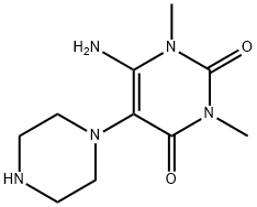 2,4(1H,3H)-Pyrimidinedione, 6-amino-1,3-dimethyl-5-(1-piperazinyl)- Structure