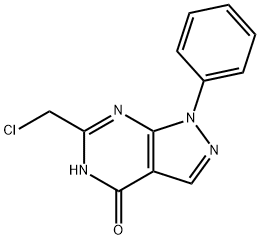 4H-Pyrazolo[3,4-d]pyrimidin-4-one, 6-(chloromethyl)-1,5-dihydro-1-phenyl- 구조식 이미지