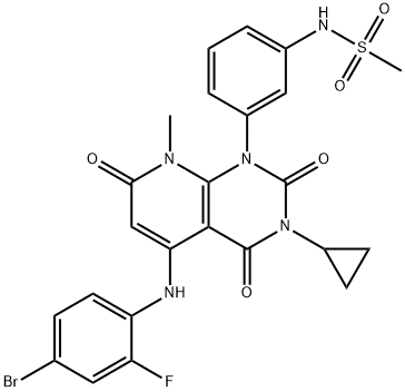 Methanesulfonamide, N-[3-[5-[(4-bromo-2-fluorophenyl)amino]-3-cyclopropyl-3,4,7,8-tetrahydro-8-methyl-2,4,7-trioxopyrido[2,3-d]pyrimidin-1(2H)-yl]phenyl]- Structure