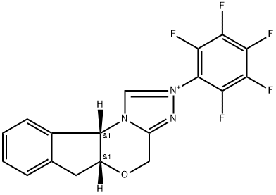 4H,6H-Indeno[2,1-b][1,2,4]triazolo[4,3-d][1,4]oxazinium, 5a,10b-dihydro-2-(2,3,4,5,6-pentafluorophenyl)-, (5aR,10bS)- Structure
