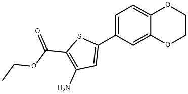 2-Thiophenecarboxylic acid, 3-amino-5-(2,3-dihydro-1,4-benzodioxin-6-yl)-, ethyl ester Structure