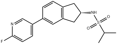 [N-[(2S)-5-(6-fluoro-3-pyridinyl)-2,3-dihydro 1H–inden-2-yl]-2-propanesulfonamide] Structure