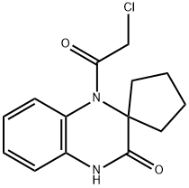 Spiro[cyclopentane-1,2'(3'H)-quinoxalin]-3'-one, 1'-(2-chloroacetyl)-1',4'-dihydro- Structure