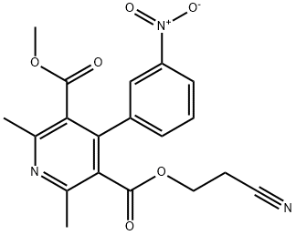 3,5-Pyridinedicarboxylic acid, 2,6-dimethyl-4-(3-nitrophenyl)-, 3-(2-cyanoethyl) 5-methyl ester 구조식 이미지