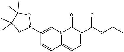 4H-Quinolizine-3-carboxylic acid, 4-oxo-7-(4,4,5,5-tetramethyl-1,3,2-dioxaborolan-2-yl)-, ethyl ester 구조식 이미지