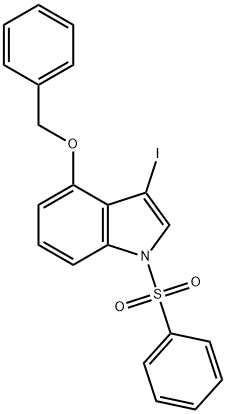 1H-Indole, 3-iodo-4-(phenylmethoxy)-1-(phenylsulfonyl)- Structure