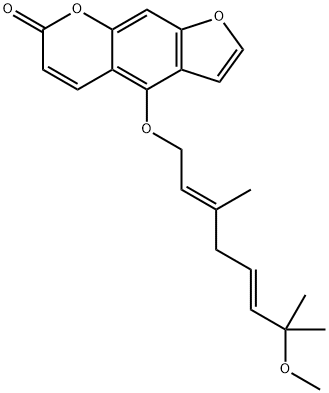 7H-Furo[3,2-g][1]benzopyran-7-one, 4-[(7-methoxy-3,7-dimethyl-2,5-octadienyl)oxy]-, (E,E)- (9CI) Structure