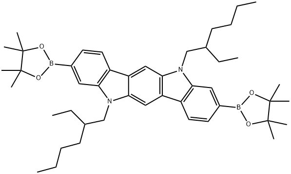 5,11-bis(2-Ethylhexyl)-3,9-bis(4,4,5,5-tetramethyl-1,3,2-dioxaborolan-2-yl)-5,11-dihydroindolo[3,2-b ]carbazole Structure