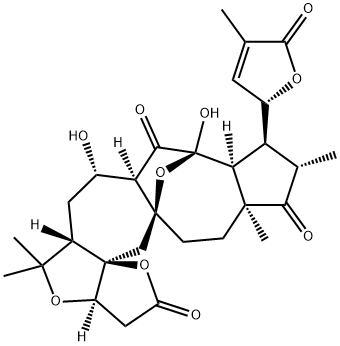 15H-9,14a-Epoxy-2H-cyclopenta[5',6']cycloocta[1',2':5,6]cyclohepta[1,2-c]furo[3,2-b]furan-2,8,12(5H,6H)-trione, 10-[(2R)-2,5-dihydro-4-methyl-5-oxo-2-furanyl]dodecahydro-7,9-dihydroxy-5,5,11,12a-tetramethyl-, (3aR,5aS,7S,7aR,9S,9aS,10S,11S,12aS,14aS,15aR)- Structure