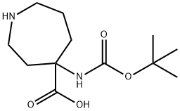 1H-Azepine-4-carboxylic acid, 4-[[(1,1-dimethylethoxy)carbonyl]amino]hexahydro- Structure