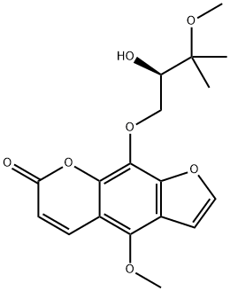 7H-Furo[3,2-g][1]benzopyran-7-one, 9-[(2R)-2-hydroxy-3-methoxy-3-methylbutoxy]-4-methoxy- Structure