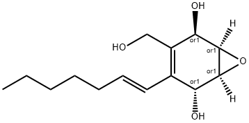 7-Oxabicyclo[4.1.0]hept-3-ene-2,5-diol, 4-(1E)-1-hepten-1-yl-3-(hydroxymethyl)-, (1R,2R,5R,6S)-rel- Structure