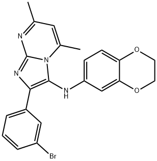 Imidazo[1,2-a]pyrimidin-3-amine, 2-(3-bromophenyl)-N-(2,3-dihydro-1,4-benzodioxin-6-yl)-5,7-dimethyl- Structure