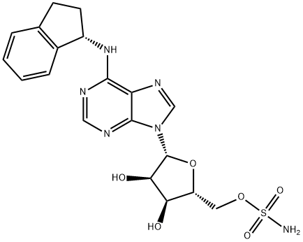 ((2R,3S,4R,5R)-5-(6-(((S)-2,3-dihydro-1H-inden-1-yl)amino)-9H-purin-9-yl)-3,4-dihydroxytetrahydrofuran-2-yl)methyl sulfamate 구조식 이미지