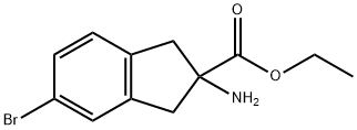 1H-Indene-2-carboxylic acid, 2-amino-5-bromo-2,3-dihydro-, ethyl ester 구조식 이미지