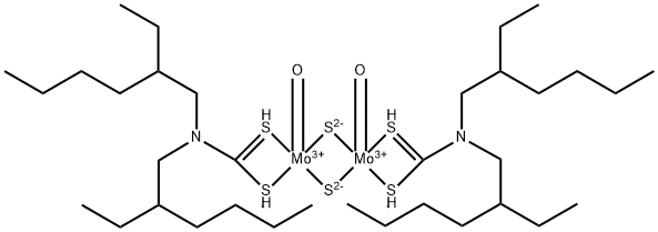 Molybdenum,bis[N,N-bis(2-ethylhexyl)carbamodithioato-kS,kS']dioxodi-m-thioxodi- Structure