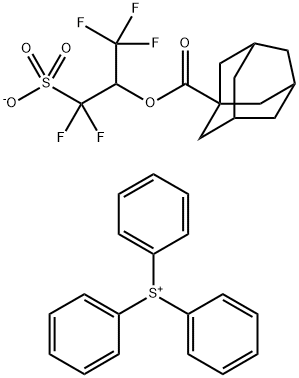 Triphenyl sulfonium, salt with 1-(difluorosulfomethyl)-2,2,2-trifluoroethyl tricyclo[3.3.1.13,7]decane-1-carboxylate (1:1) 구조식 이미지