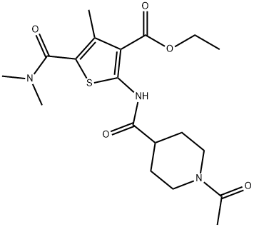 ethyl 2-(1-acetylpiperidine-4-carboxamido)-5-(dimethylcarbamoyl)-4-methylthiophene-3-carboxylate Structure
