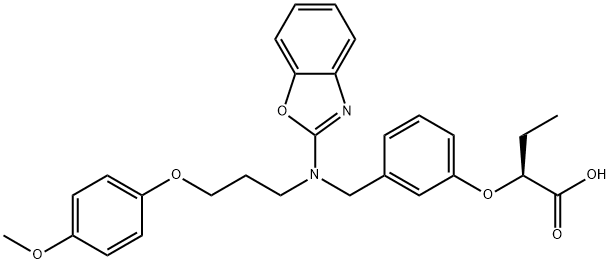 Butanoic acid, 2-[3-[[2-benzoxazolyl[3-(4-methoxyphenoxy)propyl]amino]methyl]phenoxy]-, (2S)- 구조식 이미지