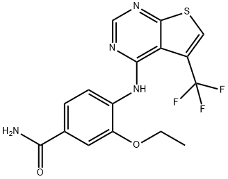 3-ethoxy-4-(5-trifluoromethyl-thieno[2,3-d]pyrimidin-4-ylamino)-benzamide Structure