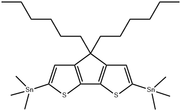 Stannane, 1,1'-(4,4-dihexyl-4H-cyclopenta[2,1-b:3,4-b']dithiophene-2,6-diyl)bis[1,1,1-trimethyl- Structure