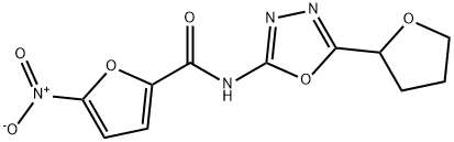 2-Furancarboxamide, 5-nitro-N-[5-(tetrahydro-2-furanyl)-1,3,4-oxadiazol-2-yl]- 구조식 이미지