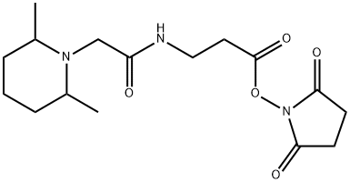 2,5-Dioxo-1-pyrrolidinyl 3-[2-(2,6-Dimethyl-1-piperidyl)acetamido]propanoate Structure