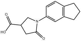 3-Pyrrolidinecarboxylic acid, 1-(2,3-dihydro-1H-inden-5-yl)-5-oxo- Structure