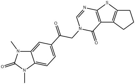 2-[2-(1,3-dimethyl-2-oxobenzimidazol-5-yl)-2-oxoethyl]-7,8-dihydro-6H-cyclopenta[2,3]thieno[2,4-d]pyrimidin-1-one Structure