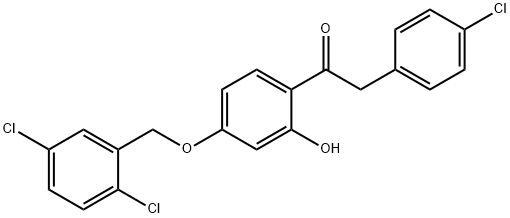 JR-7007, 1-(4-(2,5-Dichlorobenzyloxy)-2-hydroxyphenyl)-2-(4-chlorophenyl)ethanone, 97% Structure