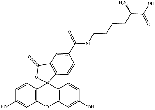 L-Lysine, N6-[(3',6'-dihydroxy-3-oxospiro[isobenzofuran-1(3H),9'-[9H]xanthen]-5-yl)carbonyl]- Structure