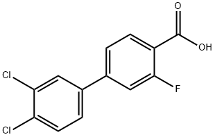 [1,1'-Biphenyl]-4-carboxylic acid, 3',4'-dichloro-3-fluoro- Structure