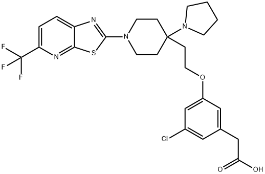 Benzeneacetic acid, 3-chloro-5-[2-[4-(1-pyrrolidinyl)-1-[5-(trifluoromethyl)thiazolo[5,4-b]pyridin-2-yl]-4-piperidinyl]ethoxy]- Structure