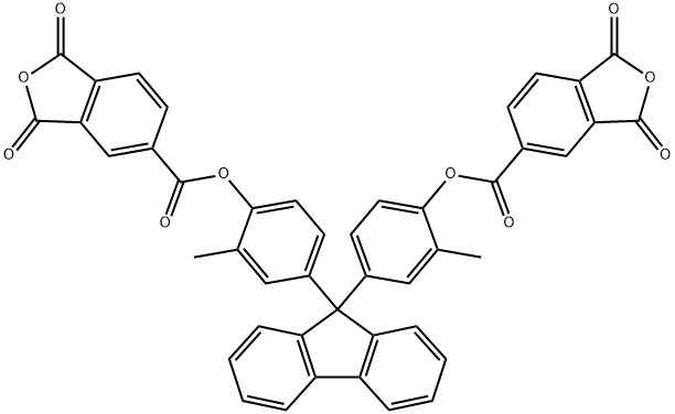 5-Isobenzofurancarboxylic acid, 1,3-dihydro-1,3-dioxo-, 5,5'-[9H-fluoren-9-ylidenebis(2-methyl-4,1-phenylene)] ester 구조식 이미지