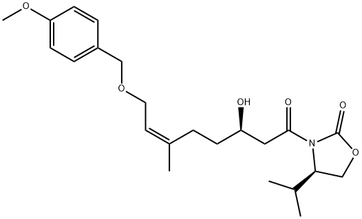 2-Oxazolidinone, 3-[(3R,6Z)-3-hydroxy-8-[(4-methoxyphenyl)methoxy]-6-methyl-1-oxo-6-octen-1-yl]-4-(1-methylethyl)-, (4R)- Structure