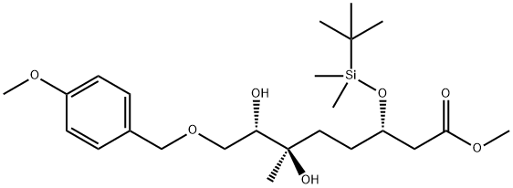 L-arabino-Octonic acid, 2,4,5-trideoxy-3-O-[(1,1-dimethylethyl)dimethylsilyl]-8-O-[(4-methoxyphenyl)methyl]-6-C-methyl-, methyl ester Structure