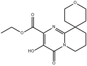 Ethyl 3'-hydroxy-4'-oxo-2,3,4',5,6,6',7',8'-octahydrospiro[pyran-4,9'-pyrido[1,2-a]pyrimidine]-2'-carboxylate Structure