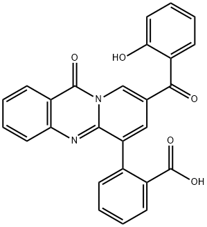 Benzoic acid, 2-[8-(2-hydroxybenzoyl)-11-oxo-11H-pyrido[2,1-b]quinazolin-6-yl]- Structure