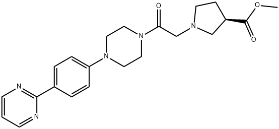 3-Pyrrolidinecarboxylic acid, 1-[2-oxo-2-[4-[4-(2-pyrimidinyl)phenyl]-1-piperazinyl]ethyl]-, methyl ester, (3R)- Structure