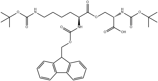 (Tert-Butoxy)Carbonyl Ser((9H-Fluoren-9-yl)MethOxy]Carbonyl Lys(Boc))-OH Structure
