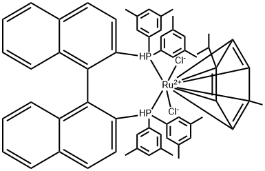 Chloro{(R)-(+)-2,2'-bis[di(3,5-xylyl)phosphino]-1,1'-binaphthyl}(p-cymene)ruthenium(II) chloride [RuCl(p-cymene)((R)-xylbinap}]Cl 구조식 이미지