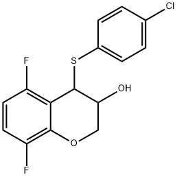 2H-1-Benzopyran-3-ol, 4-[(4-chlorophenyl)thio]-5,8-difluoro-3,4-dihydro- 구조식 이미지