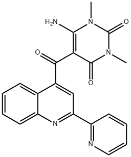 2,4(1H,3H)-Pyrimidinedione, 6-amino-1,3-dimethyl-5-[[2-(2-pyridinyl)-4-quinolinyl]carbonyl]- Structure