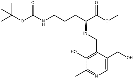 L-Ornithine, N5-[(1,1-dimethylethoxy)carbonyl]-N2-[[3-hydroxy-5-(hydroxymethyl)-2-methyl-4-pyridinyl]methyl]-, methyl ester Structure